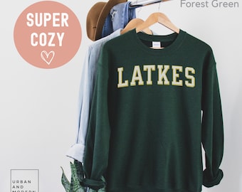latkes sweatshirt, Jewish gift, hannukah gifts, foodie shirt, foodie gift, food, collegiate, sweater varsity, minimalist