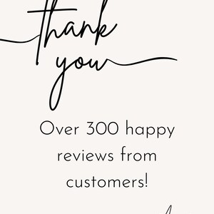 May include: Thank you. Over 300 happy reviews from customers! Annie