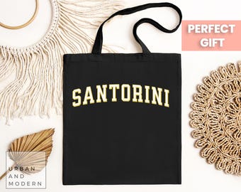 Santorini tote bag, Santorini gift, Santorini vacation, Santorini Island Greece, Santorini travel, Santorini bag, Santorini holiday, varsity