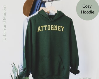 attorney hoodie, Sweatshirt, lawyer, student, law school, clothing, gifts, long sleeve, graduation Sweatshirt Collegiate, coworker gift