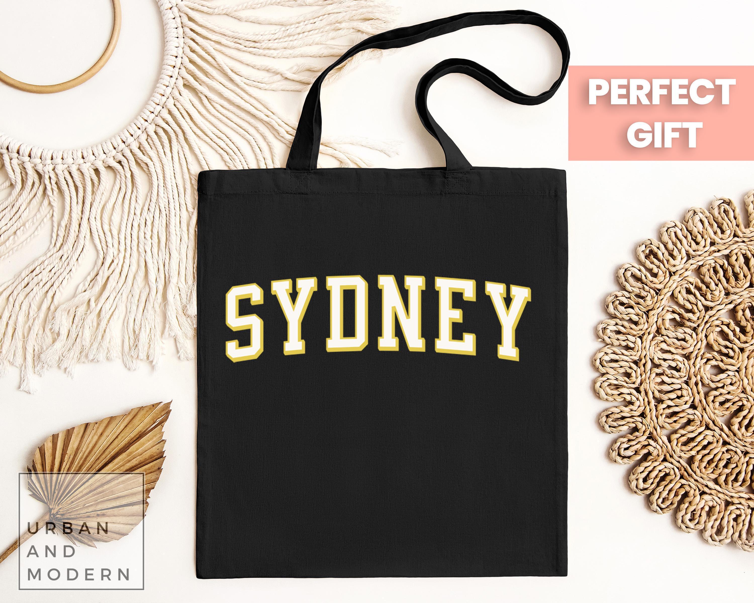 Sydney tote bag, sydney gift, sydney bag, australia vacation, australia gift,, varsity, collegiate, vacation