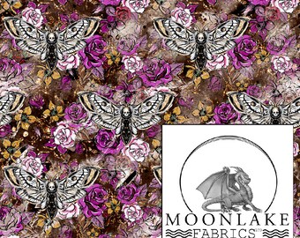 Gothic Night Wish Collection Crowded Death Moth Fabric 100/% Cotton 130gsm Poplin