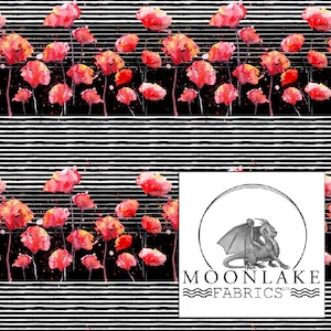 Poppy With Stripes and Splatters, Fabric 100% Cotton 130gsm Poplin - no glitter on the fabric