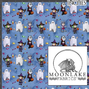 Fabelhaftes Halloween-Muster von Little Horrors, 100 % Baumwolle, 130 g/m² – Größe: 111,39 cm breit (44 Zoll)