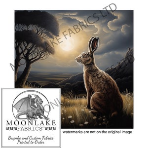 Hare in the Moonlight and Rolling Clouds Fabric Craft Panels 100% Cotton or Polyester