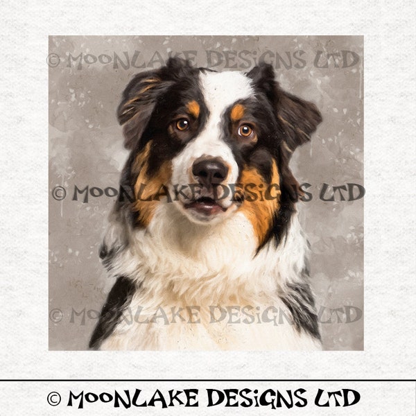 Tri Colour Australian shepherd Fabric Craft Panels in 100% Cotton or Polyester