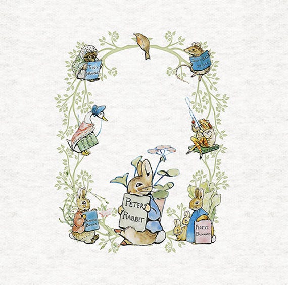 12x12 inch Sewing Six little Peters Printed Fabric Panels Craft Peter Rabbit Upholstery