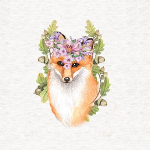 Woodland Fox adorned with flowers Fabric Craft Panels in 100% Cotton or Polyester