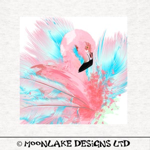 Flamingo Splash, Watercolour Fabric Craft Panels in 100% Cotton or Polyester