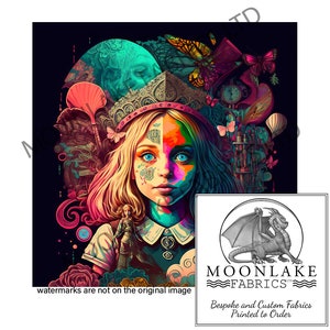 Psychedelic Alice wonderland  Fabric Craft Panels in 100% Cotton or Polyester