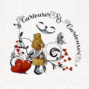 Alice  Wonderland Fabric Curiouser and Curiouser Craft Panels in 100% Cotton or Polyester