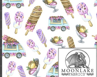 Ice Cream Vans en Ice Cream 100% kwaliteit popelinekatoen *exclusief* Maat: 111,39 cm breed (44 inch)