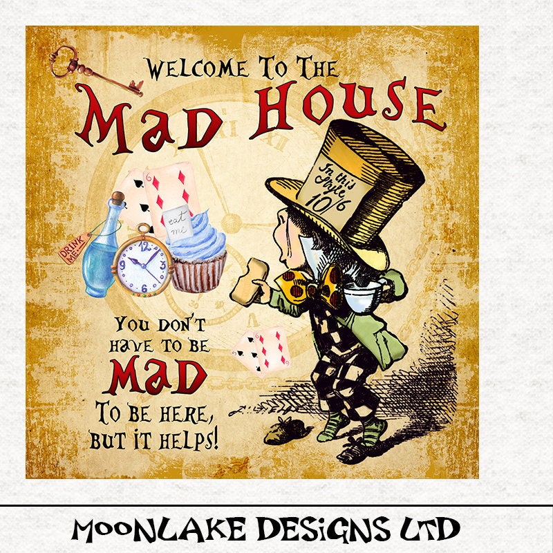 Mad Hatter, Welcome to the Mad House Craft Panels in 100% Cotton