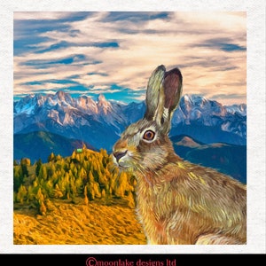 Hasen-Bergblick.   | | Stoff Bastelplatten 100% Baumwolle oder Polyester