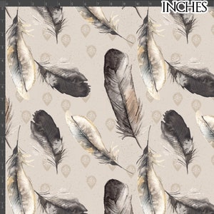 Feathers With Paisley and Egg Shell tone background with speckles 100% Quality Cotton Poplin Fabric *Exclusive*