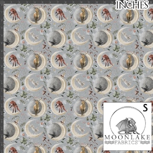 Celtic Moon Woodland Animals 100% Quality Cotton Poplin Fabric *exclusive* Size: 111.39cm wide (44 inches)