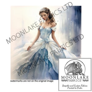 Princess Panels, Cinderella, Bell, Frog Princess, Snow White 100% Natural Cotton or 290gsm thick soft Polyester Fabric Panel Squares
