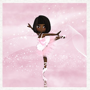 Balletttänzerin, Ballerina Pink 2 - Stoff| Polsterung | Nähen | Handwerk | Gedruckte Stoff-Panels - immer Zeit für Tee | ab 4x4 Zoll