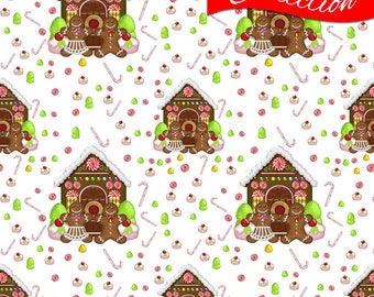 Gingerbread House Christmas Repeat 100% Cotton 130gsm Poplin **Exclusive**