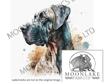 Great Dane Brown 100% Natural Cotton or 290gsm thick soft Polyester Fabric Panel Squares