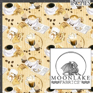 Coffee Cupcake Pastry, Fabric 100% Cotton 130gsm Poplin