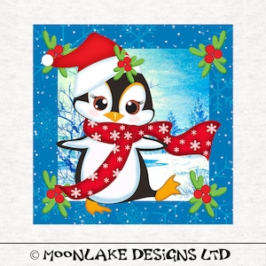 Holiday Penguin Dancing . |  Fabric Craft Panels 100% Cotton or Polyester