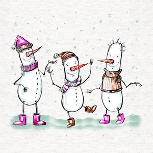 Bonhomme de neige, Vacances d’hiver | Rembourrage | Couture | Artisanat | Panneaux imprimés en tissu - Danseurs bonhommes de neige | 8x8 pouces, 12x12 pouces