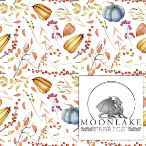 Autumn - Fall Pumpkin & Watercolor elements, Fabric 100% Cotton 130gsm Poplin