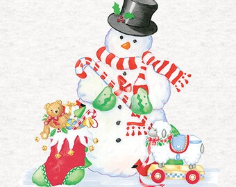 Bonhomme de neige, vacances d'hiver | Rembourrage | Couture | Artisanat | Panneaux en tissu imprimés - Bonhomme de neige festif |
