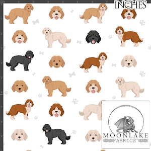 Cockapoo Repeat Pattern 100% Quality Cotton Fabric- Size: 111.39cm wide (44 inches)