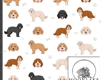 Cockapoo Repeat Pattern 100% Quality Cotton Fabric- Size: 111.39cm wide (44 inches)