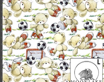 Football Soccer Bears 100% Light Quality Cotton 130gsm Size: 111.39cm wide (44 inches)