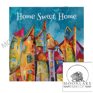 Home Sweet Home Houses 100% Lightweight 130gsm Cotton or soft 290gsm Polyester craft squares