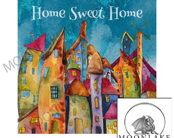 Home Sweet Home Houses 100% Lightweight 130gsm Cotton or soft 290gsm Polyester craft squares