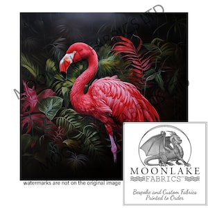 Flamingo Tropical Leaf Fabric Craft Panels in 100% Cotton or Polyester