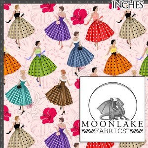 50's Fashion Ladies Floral Repeat 100% Quality Cotton Fabric *Exclusive* Size: 111.39cm wide (44 inches)