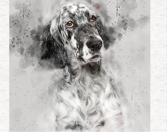 English Setter, Grunge Splatter Art Fabric| Upholstery | Sewing | Craft | Printed Fabric Panels -