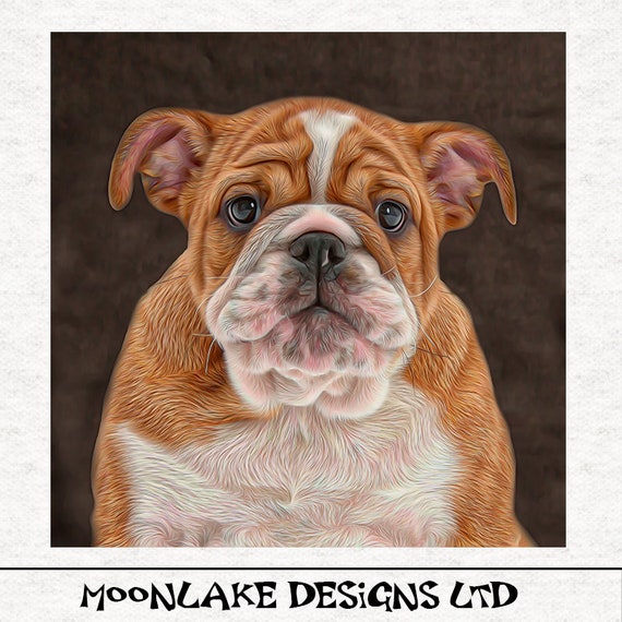Bulldogge Kunst Stoff Panel Nähen Handarbeit Bedruckte