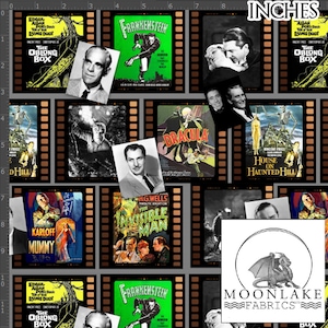 Vintage Horror Posters Gothic Fabric 100% Cotton 130gsm -Size: 111.39cm wide (44 inches)