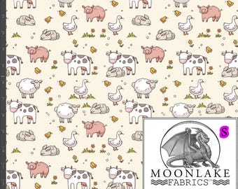 Farm Animals Repeat Fabric 100% Cotton 130gsm Poplin