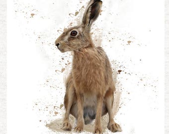 Hare,  splatter,  | Fabric Craft Panels in 100% Cotton or Polyester
