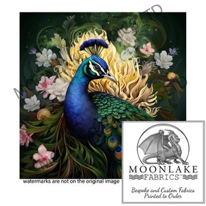 Peacock Portrait Green Blend Panel z tkaniny bawełnianej naturalnej 100% lub poliestrowej o grubości 290 g/m2 w kwadratach