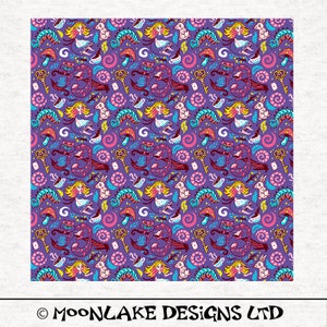 Alice Wonderland, cartoon schattige alice all-over patroon stoffen paneel stof ambachtelijke panelen 100% katoen of polyester
