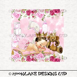 Baby Princess Sleeping Rose | Fabric Craft Panels 100% Cotton or Polyester - no gold or foil