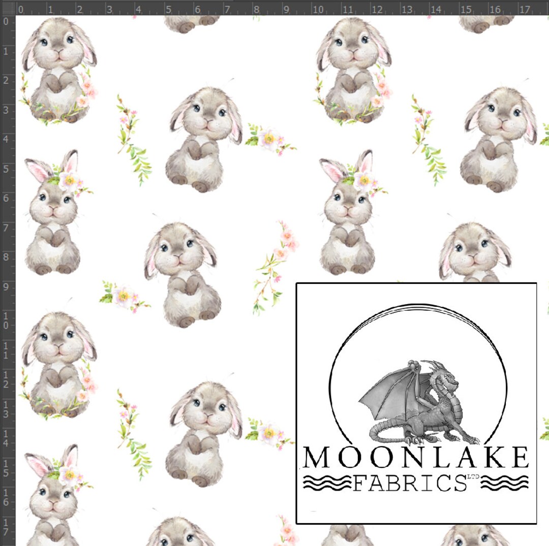Spring Rabbits With Rose Hips 100% Quality Cotton Poplin Fabric ...