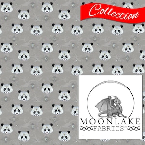 Ornamental Panda, Stoff 100% Baumwolle 130gsm -Größe: 111,39cm breit (44 Zoll)