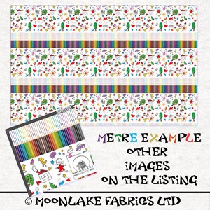 Color Pencil and Children&#39;s Sketch Fun Fabric 100% Quality Cotton Poplin Fabric - Stripe Pattern