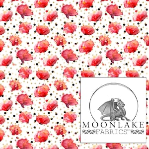 Poppy Delight with polka dots, Fabric 100% Cotton 130gsm Poplin - no glitter on the fabric
