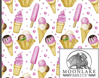 Ice Cream Summer 100% kwaliteit katoenen popeline stof *exclusief* Maat: 111,39 cm breed (44 inch)