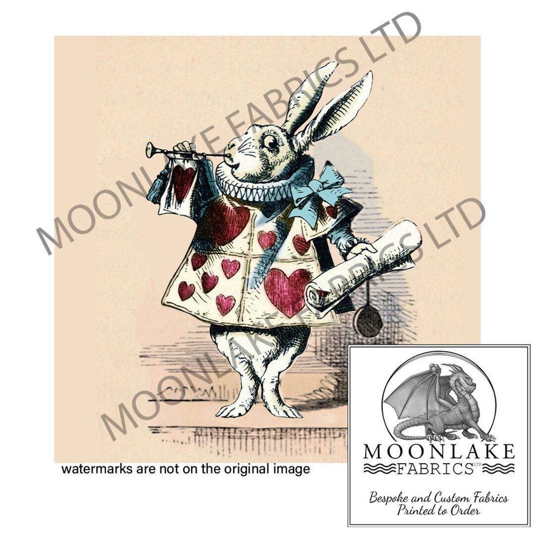 Vintage White Rabbit Wonderland Fabric Craft Panels in 100% Cotton or ...